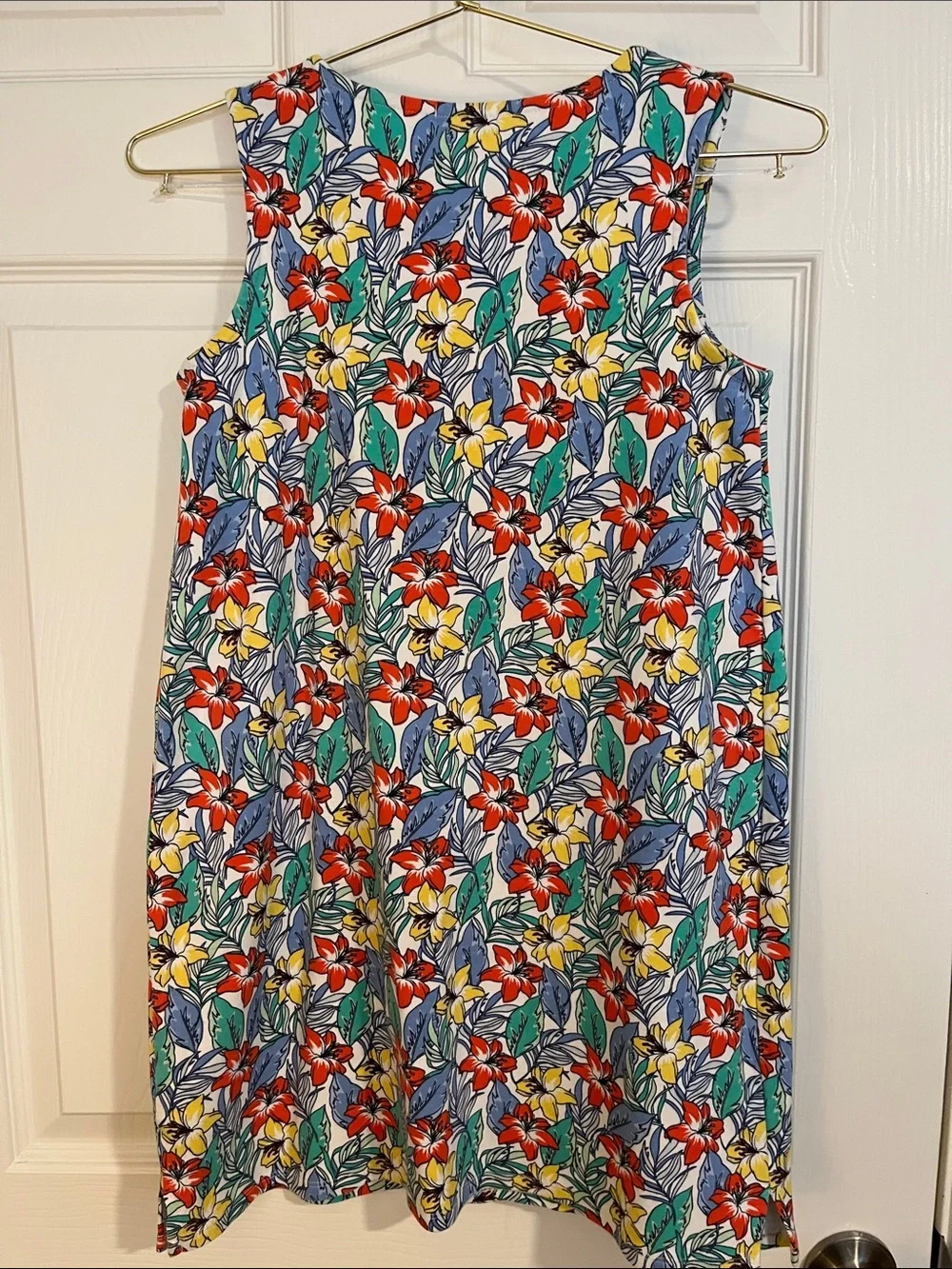 Crown & ivy Multicolor Lily Floral Shift Dress with Yellow Crochet Trim L 10/12